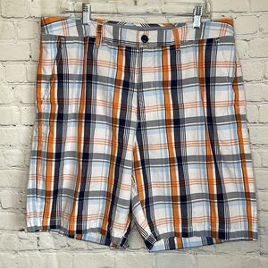Croft & Barrow Men’s Plaid Shorts, Blue and Orange Shorts, size 36, Men’s Shorts